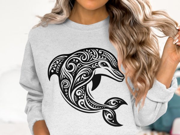 Ornate Tribal Dolphin Laser SVG Design Element - Image 6