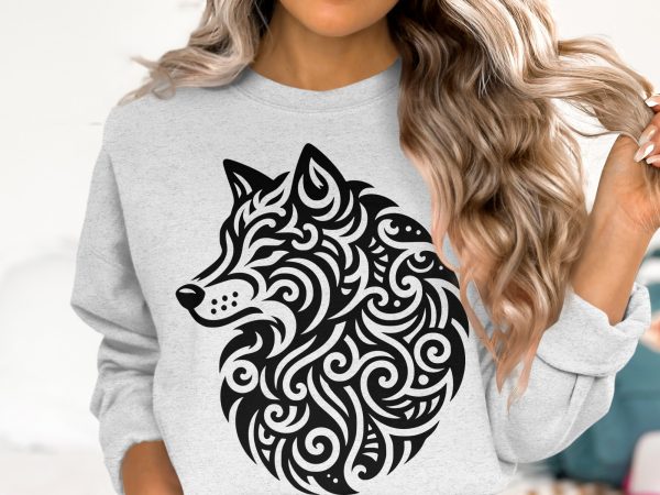 Elegant Wolf Head Silhouette Laser SVG Design Element - Image 6