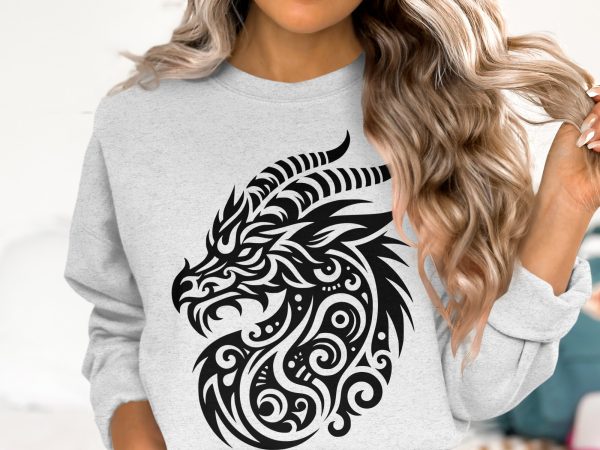 Majestic Dragon Illustration Laser SVG Design Element - Image 6