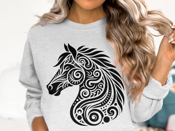 Horse-Themed Decorative Pattern Laser SVG Design Element - Image 6