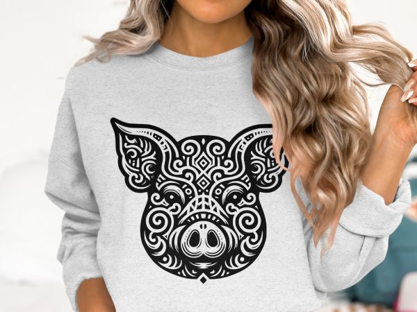 Ornamental Pig Head Artwork Laser SVG Design Element - Image 6