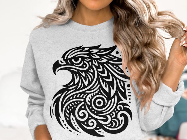 Detailed Eagle Head Tribal Pattern Laser SVG Design Element - Image 6