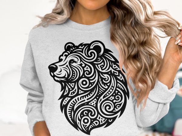 Majestic Bear Head Detailed Laser SVG Design Element - Image 6