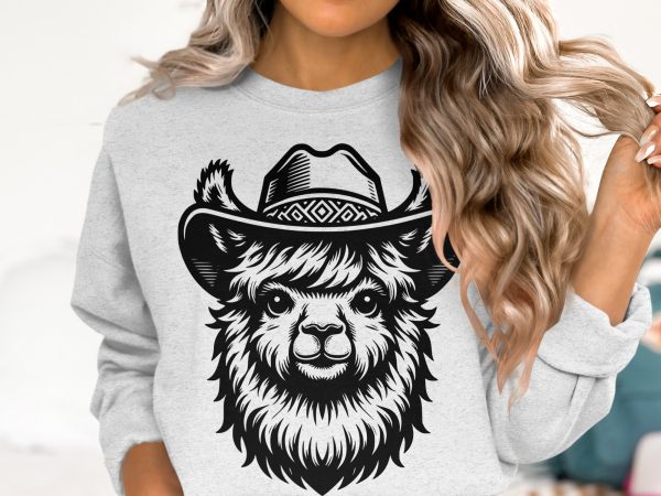 Cowboy Hat Alpaca Portrait Laser SVG Design Element - Image 6