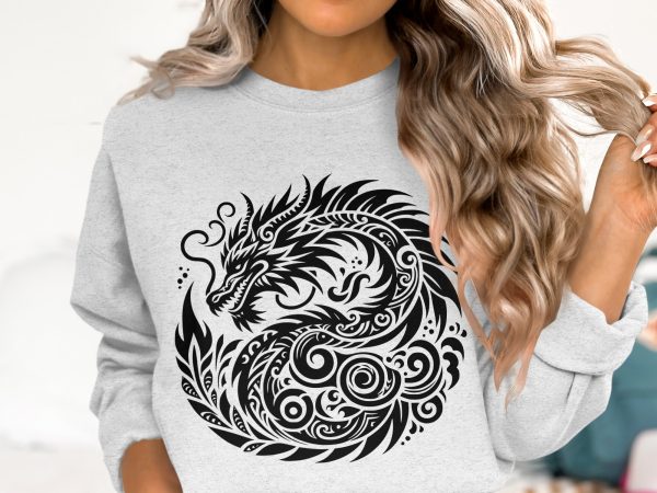 Powerful Circular Dragon Pattern Laser SVG Design Element - Image 6