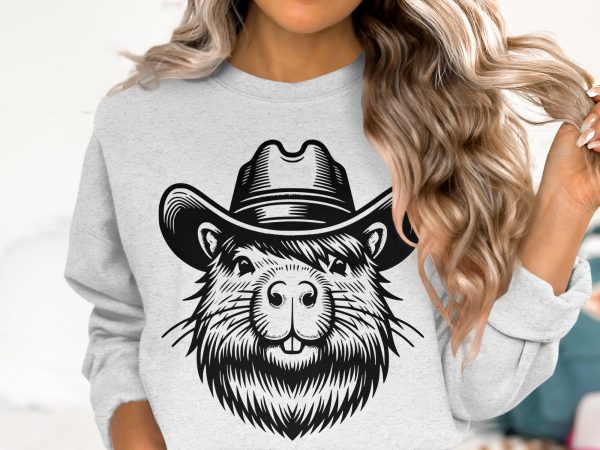 Adorable Cowboy Beaver Laser SVG Design Element - Image 6