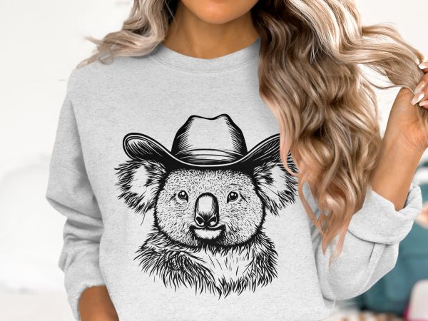 Realistic Koala Bear with Hat Laser SVG Design Element - Image 6