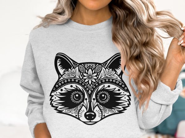 Intricate Raccoon Head Mandala Art Laser SVG Design - Image 5