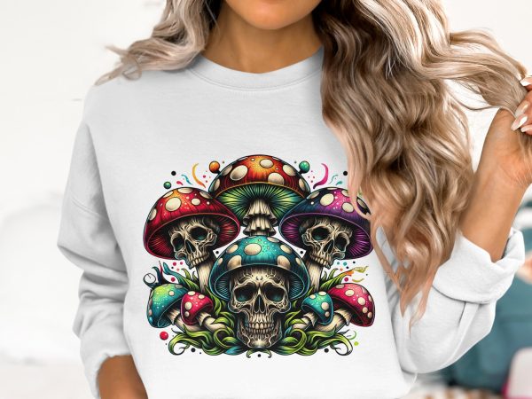 Psychedelic Skull Mushrooms Art 300 DPI Sublimation Design File - Image 2