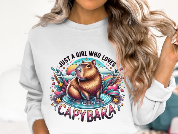 Just A Girl Who Loves Capybara 300 DPI Sublimation Design File - Image 2