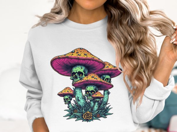 Skull Mushrooms Illustration 300 DPI Transparent PNG Sublimation Design - Image 2