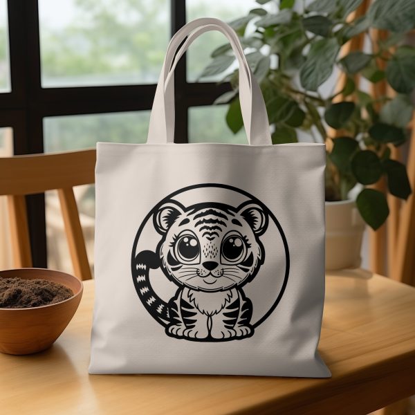 Adorable Kawaii Baby Tiger with Big Eyes SVG Design Element - Image 3