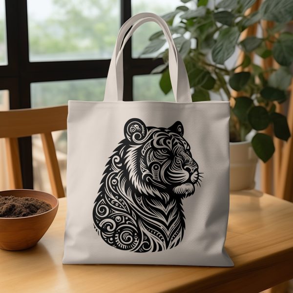 Majestic Tiger Head with Swirls Laser SVG Design Element - Image 3