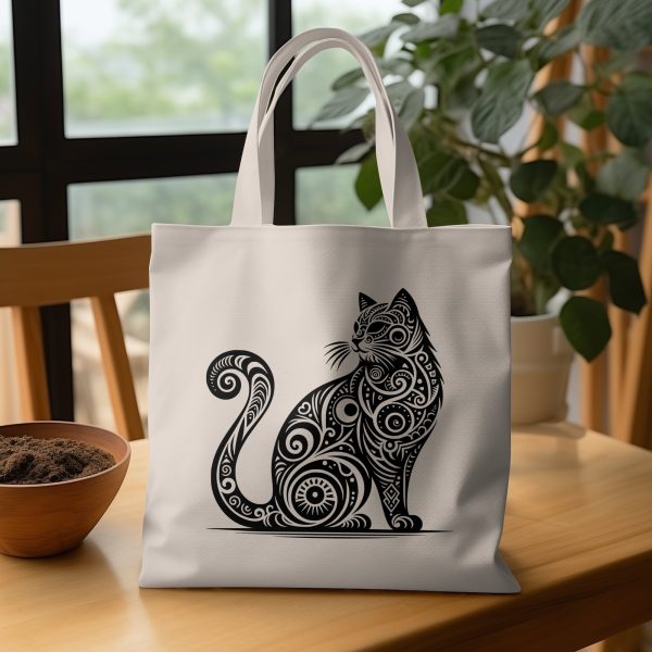 Majestic Cat with Tribal Patterns Laser SVG Design Element - Image 3