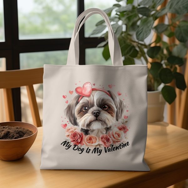 Adorable Dog with Roses Valentine Sublimation Design PNG - Image 3