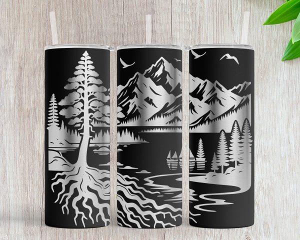 Mountain Lake 20oz Skinny Tumbler SVG Design