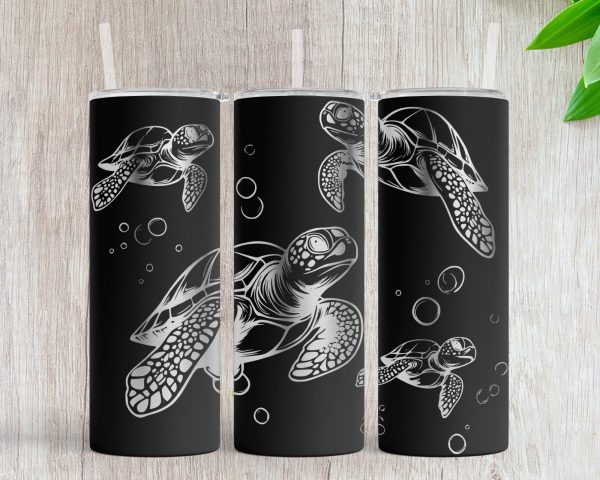 Sea Turtles and Bubbles 20oz Skinny Tumbler Laser SVG Design