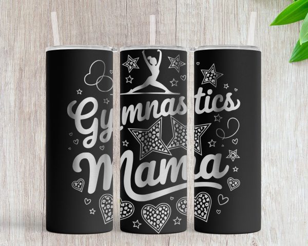 Gymnastics Mama Star Hearts Design 20oz Skinny Tumbler Laser Engraved SVG Design