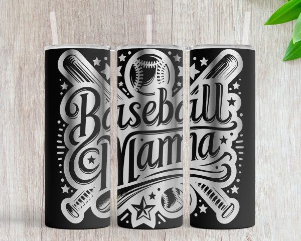 Baseball Mama Graphic 20oz Skinny Tumbler Laser Engraved SVG Design