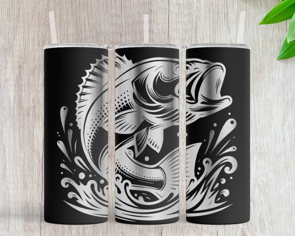 Jumping Fish Art for Skinny Tumbler Laser SVG File