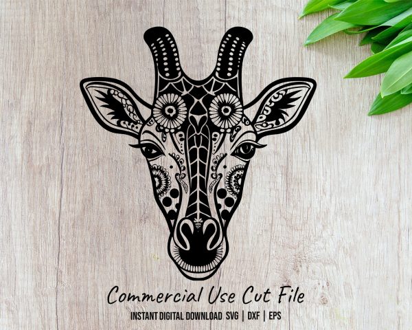 Intricate Giraffe Face Art Decorative Digital Laser SVG Design