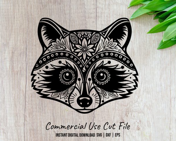 Intricate Raccoon Head Mandala Art Laser SVG Design