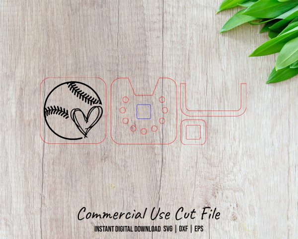 Heart Baseball Design Car Vent Diffuser Laser Cut SVG File - Image 2