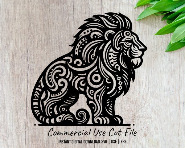 Majestic Lion Silhouette Laser SVG Design Element