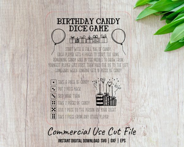 Birthday Candy Dice Game Laser Cutting SVG Design - Image 2