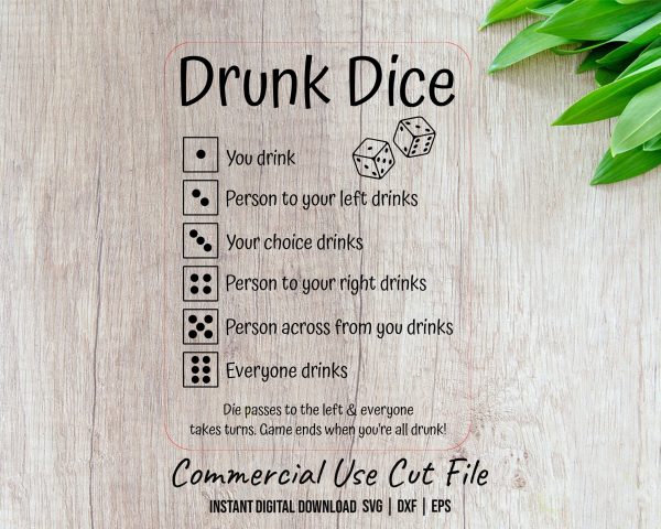 Drunk Dice Game Laser Cut SVG File - Image 2