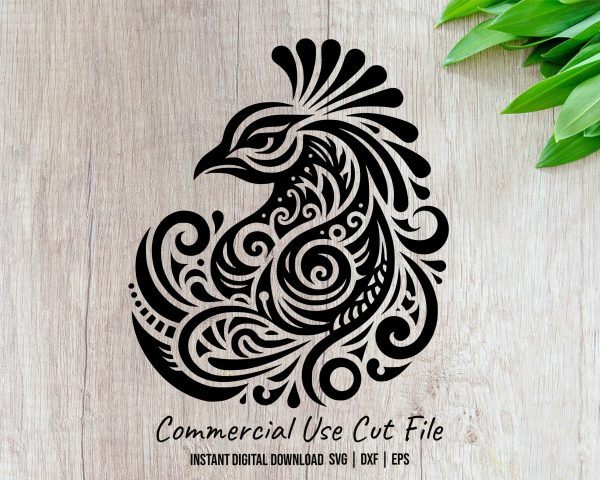 Decorative Bird Pattern Laser SVG Design Element