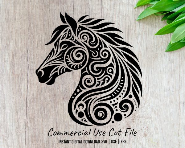 Horse-Themed Decorative Pattern Laser SVG Design Element