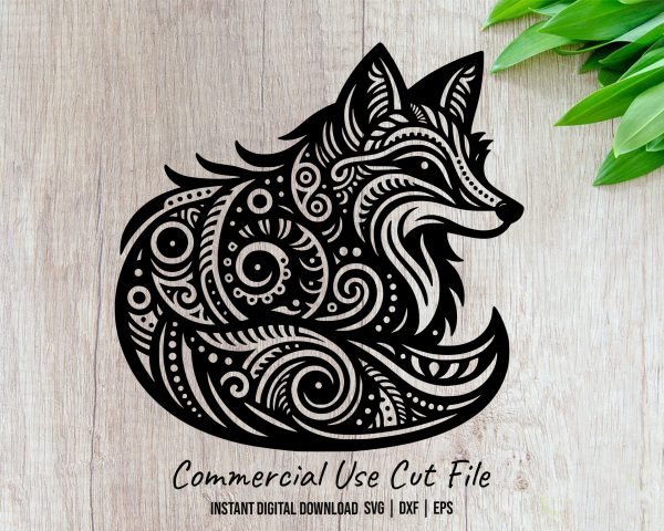 Detailed Fox Illustration Laser SVG Design Element