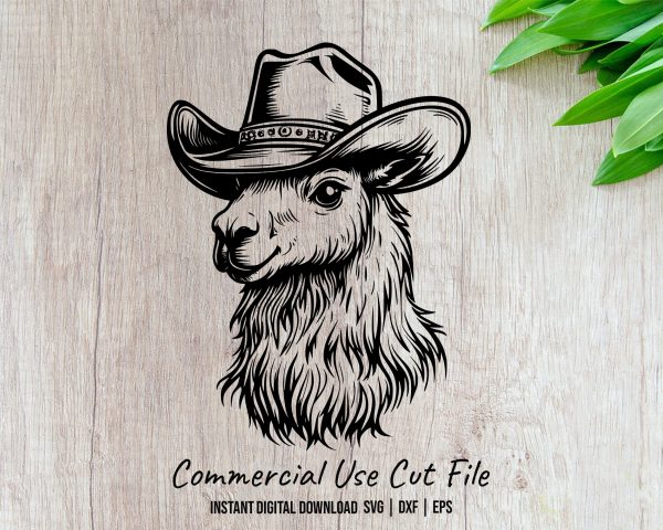 Cowboy Hat Llama Western Laser SVG Design Element