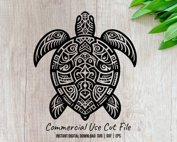 Detailed Sea Turtle Pattern Laser SVG Design Element