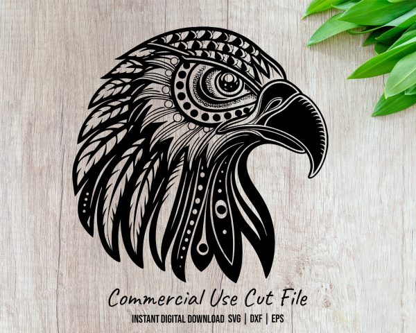 Majestic Eagle Head Detailed Decor Laser SVG Design Element