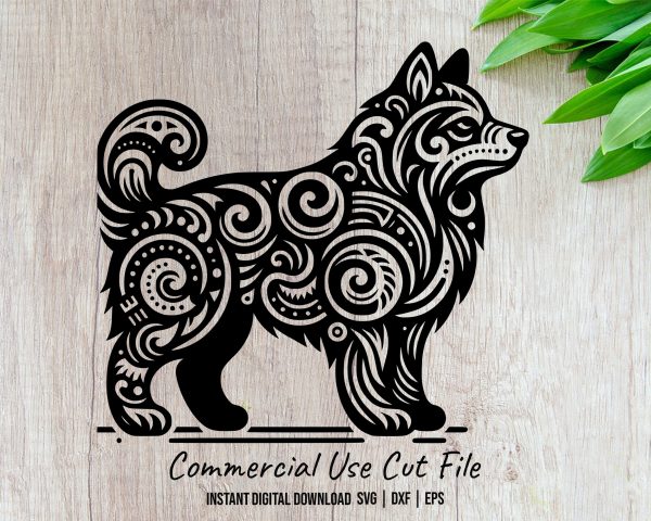 Detailed Abstract Dog Pattern Laser SVG Design Element