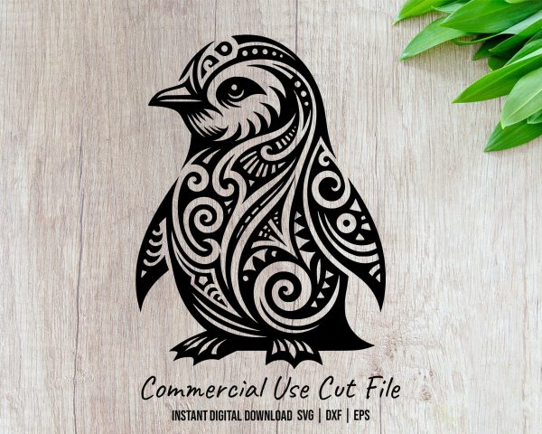 Abstract Artistic Penguin Laser SVG Design Element