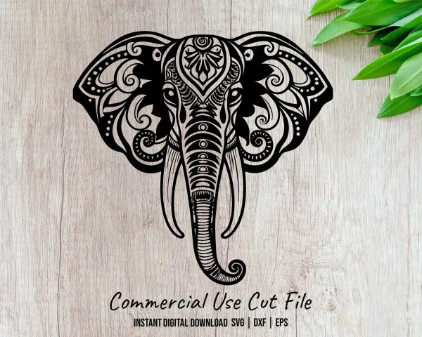 Ornate Elephant Head Mandala Pattern Laser SVG Design