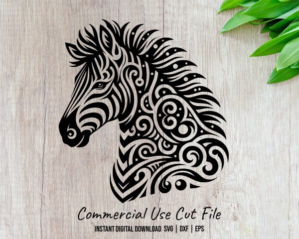 Abstract Decorative Zebra Head Laser SVG Design Element