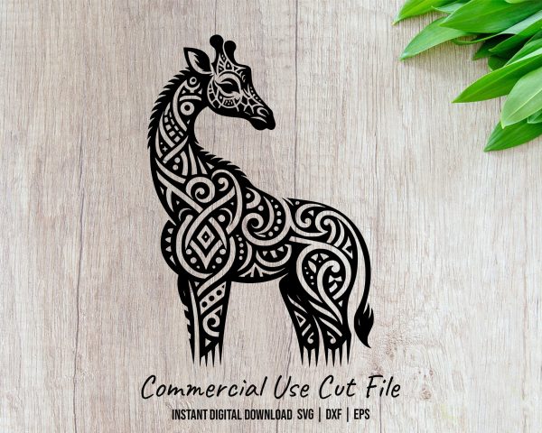 Detailed Giraffe Tribal Pattern Laser SVG Design Element