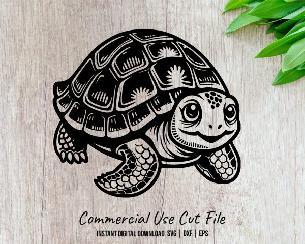 Detailed Cute Turtle Illustration SVG Design Element