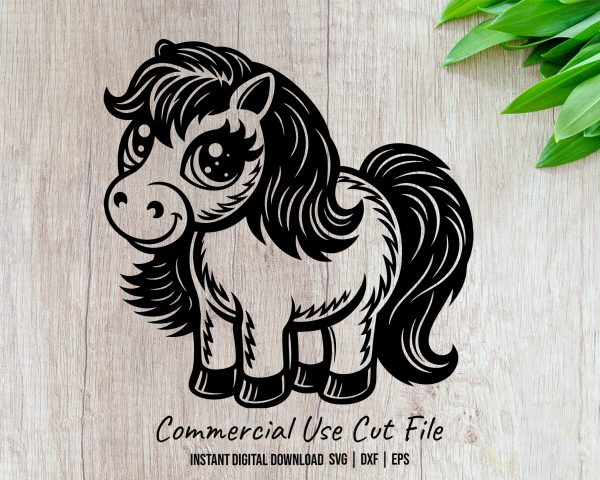 Cute Baby Pony Illustration SVG Design Element