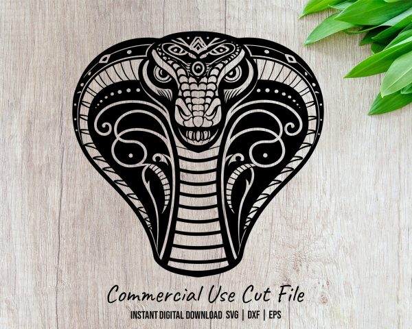 Intricate Cobra Head Illustration Laser SVG Design