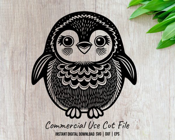 Adorable Baby Penguin Zentangle Art SVG Design Element