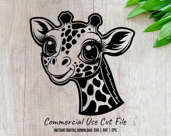 Adorable Baby Giraffe Head Illustration SVG Design Element