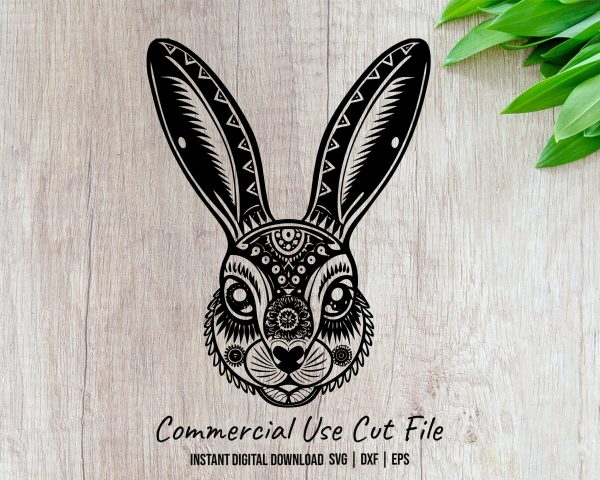 Intricate Rabbit Head Artwork Laser SVG Design