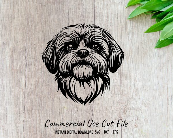 Shih Tzu Dog Head Art SVG Design Element