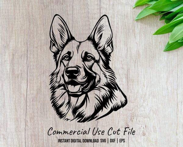 Majestic German Shepherd Head Detailed SVG Design Element