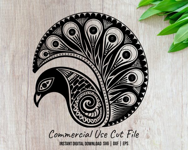 Artistic Peacock Mandala Pattern Laser SVG Design